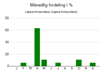 Leptus trimaculatus - månedlig fordeling