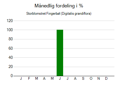 Storblomstret Fingerbøl - månedlig fordeling