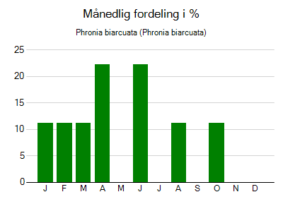 Phronia biarcuata - månedlig fordeling