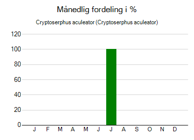 Cryptoserphus aculeator - månedlig fordeling