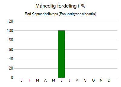 Rød Kleptosabelhveps - månedlig fordeling