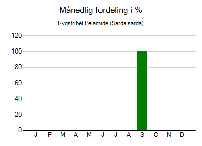 Rygstribet Pelamide - månedlig fordeling