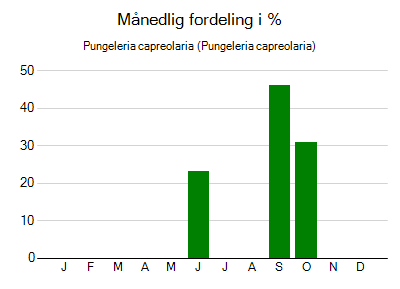 Pungeleria capreolaria - månedlig fordeling