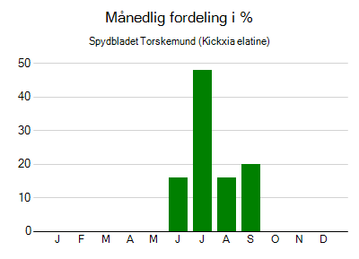 Spydbladet Torskemund - månedlig fordeling
