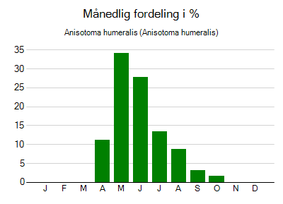 Anisotoma humeralis - månedlig fordeling