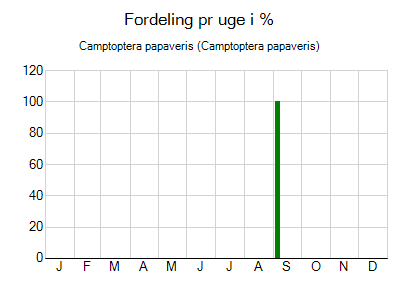 Camptoptera papaveris - ugentlig fordeling