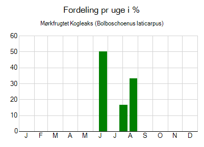 Mørkfrugtet Kogleaks - ugentlig fordeling