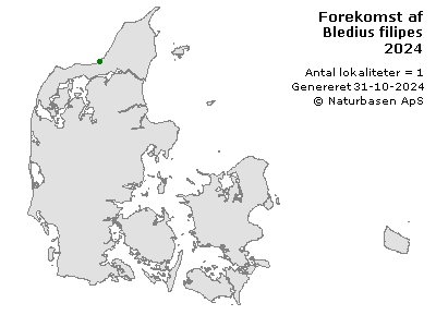 Bledius filipes - udbredelseskort