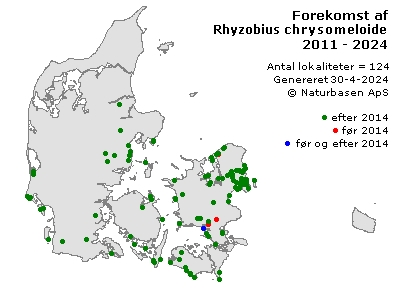 Rhyzobius chrysomeloides - udbredelseskort