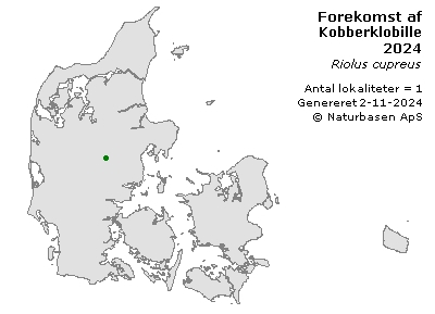 Kobberklobille - udbredelseskort