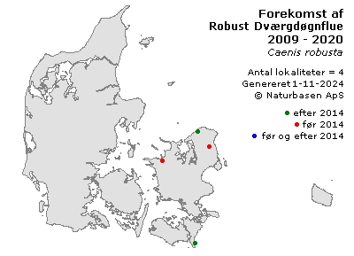 Robust Dværgdøgnflue - udbredelseskort