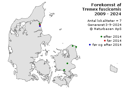 Tremex fuscicornis - udbredelseskort