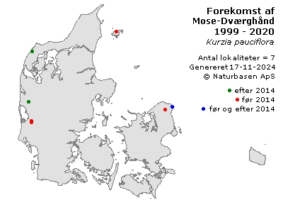 Mose-Dværghånd - udbredelseskort