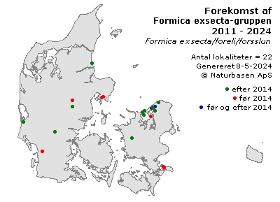 Formica exsecta-gruppen sp. - udbredelseskort