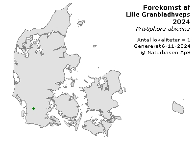 Lille Granbladhveps - udbredelseskort