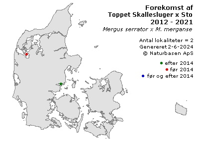 Toppet Skallesluger x Stor Skallesluger (hybrid) - udbredelseskort