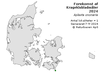 Krageklobladmåler - udbredelseskort