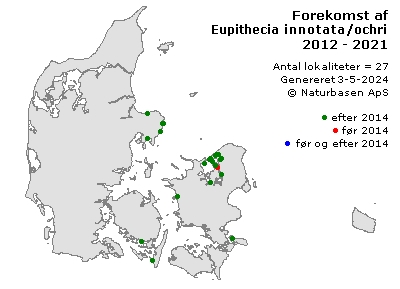Eupithecia innotata/ochridata - udbredelseskort