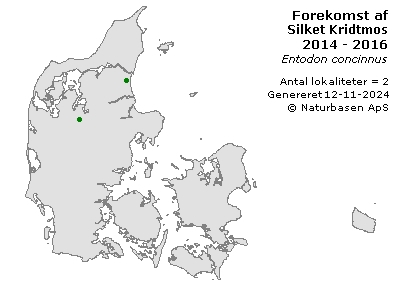 Silket Kridtmos - udbredelseskort