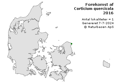 Corticium quercicola - udbredelseskort