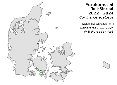 Jod-Slørhat  - udbredelseskort