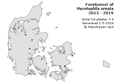 Mycetophila ornata - udbredelseskort