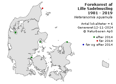 Lille Sadelmusling - udbredelseskort