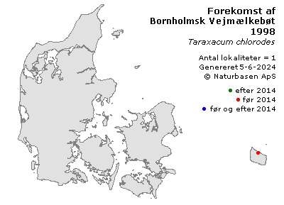 Bornholmsk Vejmælkebøtte - udbredelseskort