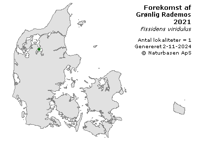 Grønlig Rademos - udbredelseskort