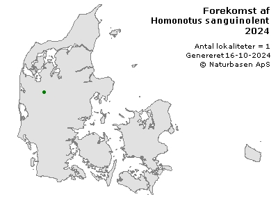 Homonotus sanguinolentus - udbredelseskort