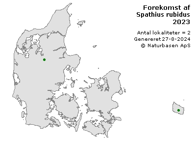 Spathius rubidus - udbredelseskort