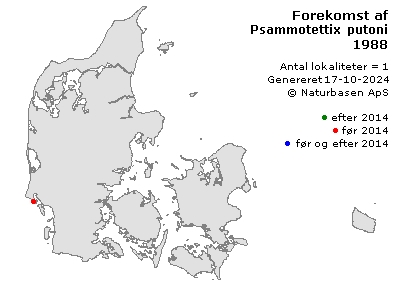 Psammotettix putoni - udbredelseskort