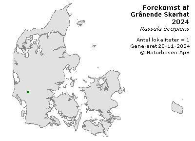 Grånende Skørhat - udbredelseskort