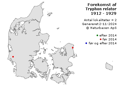 Tryphon relator - udbredelseskort