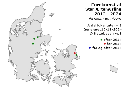 Stor Ærtemusling - udbredelseskort