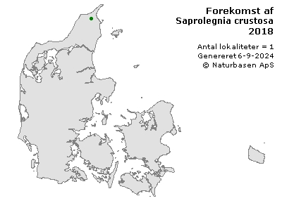 Saprolegnia crustosa - udbredelseskort