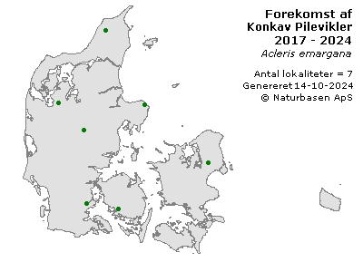 Konkav Pilevikler - udbredelseskort