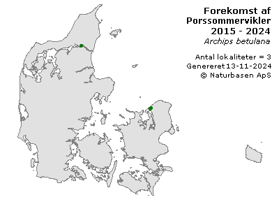 Porssommervikler - udbredelseskort