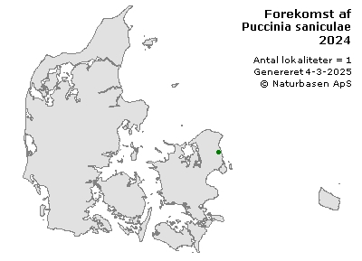 Puccinia saniculae - udbredelseskort