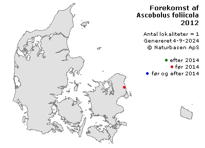 Ascobolus foliicola - udbredelseskort