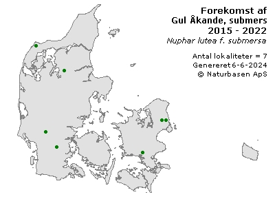 Gul Åkande, submers - udbredelseskort