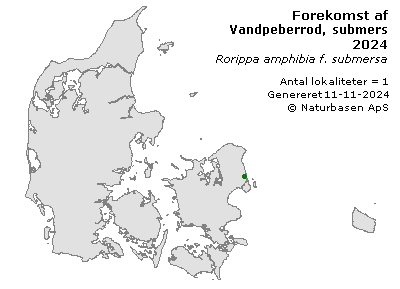 Vandpeberrod, submers - udbredelseskort