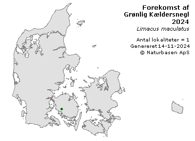 Grønlig Kældersnegl - udbredelseskort