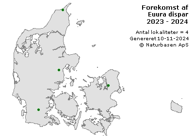 Euura dispar - udbredelseskort