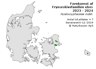 Frynseskivefamilien ubest. - udbredelseskort