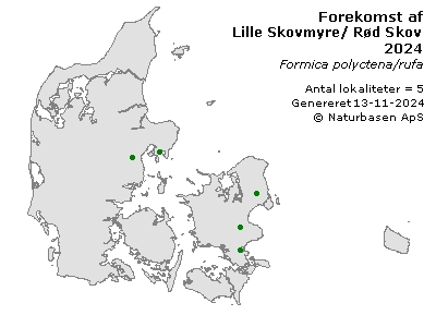 Lille Skovmyre/ Rød Skovmyre - udbredelseskort