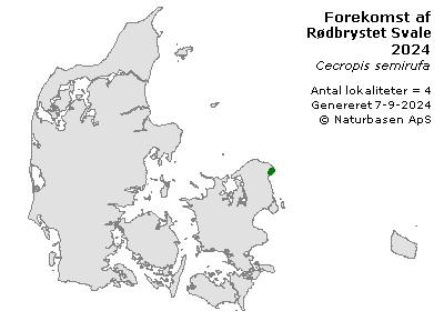 Rødbrystet Svale - udbredelseskort