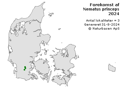 Nematus princeps - udbredelseskort