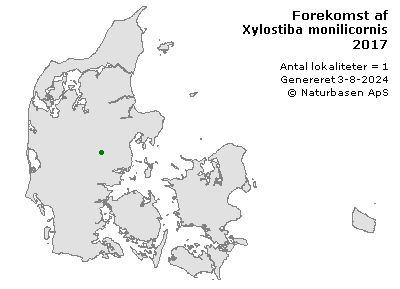 Xylostiba monilicornis - udbredelseskort