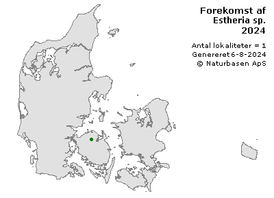 Estheria sp. - udbredelseskort